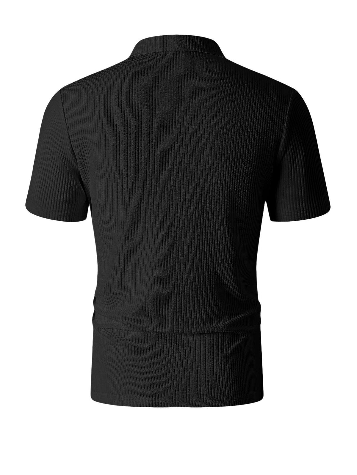 Men'S Outdoor Sports Short Sleeve Summer Casual Comfortable Polo Shirt Henley Shirt - Black