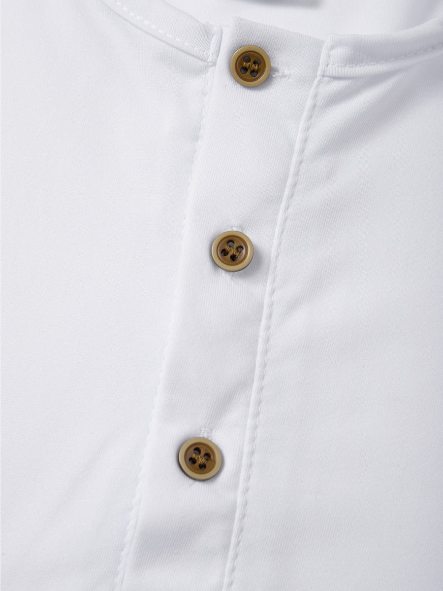 Men'S Classic Retro Henley Long Sleeve T-Shirt 5pcs, American Casual Solid Color Half-Button Up Top, Spring Fall Winter Men'S Comfortable Versatile Base Layer 5pcs, Suitable for Commuting, Business, Casual, Outdoor Activities, Travel - White+navy blue+black+green+khaki