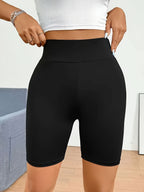 Women'S High-Waist Elastic Shorts, Suitable For, Cycling, And Other, Stretchy And Comfortable, Machine Washable - Black