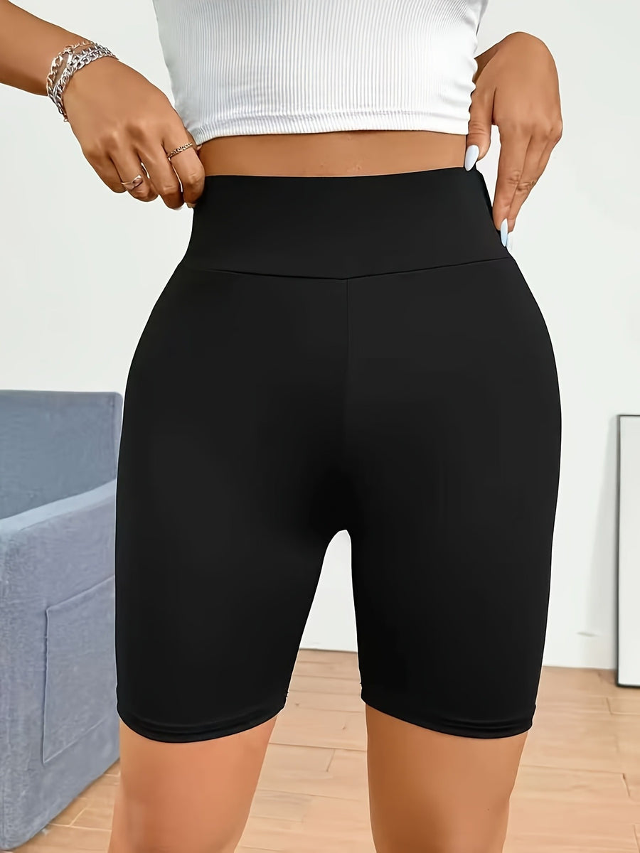 Women'S High-Waist Elastic Shorts, Suitable For, Cycling, And Other, Stretchy And Comfortable, Machine Washable - Black