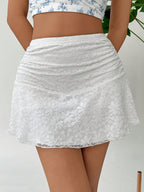 Western Style Sexy Hot Pleated A-Line Women'S Solid Short Skirt - White