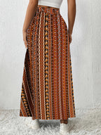 Ladies' Elegant Leopard Print Long Skirt, Side Slit - Fashionable, Versatile And, Floral Print, Lightweight And Breathable, Suitable for Spring, Summer And Autumn, Casual Or Vacation Beach Skirt, Women'S Clothing - Folk-custom