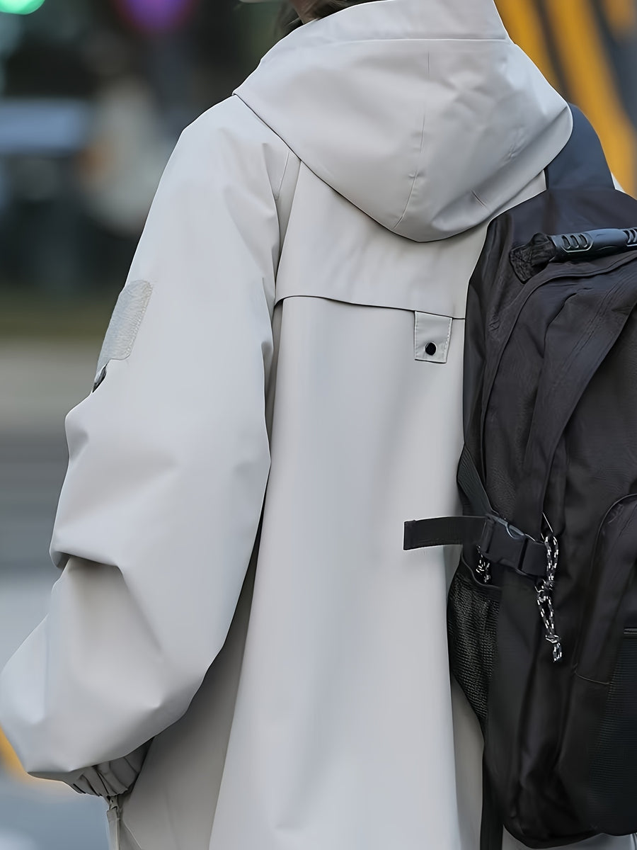 Windproof Mountain Series Jacket for Women, Four-Season Hooded Windbreaker Unisex Workwear Jacket - Light Grey