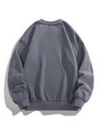 Men's Crew Neck Sweatshirt, Spring & Autumn Joyful Face Letter Print Pullover Top, Youth Loose Casual Versatile LongSleeve Base Shirt - Dark Gray