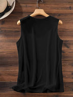 Graphic Print Tank Top, Sleeveless Casual Top for Summer & Spring, Women's Clothing - Black
