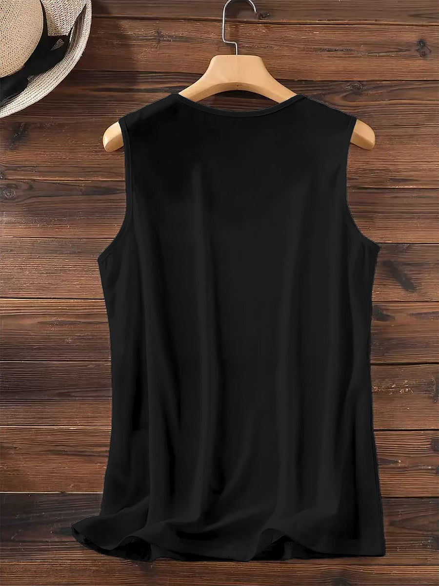 Graphic Print Tank Top, Sleeveless Casual Top for Summer & Spring, Women's Clothing - Black