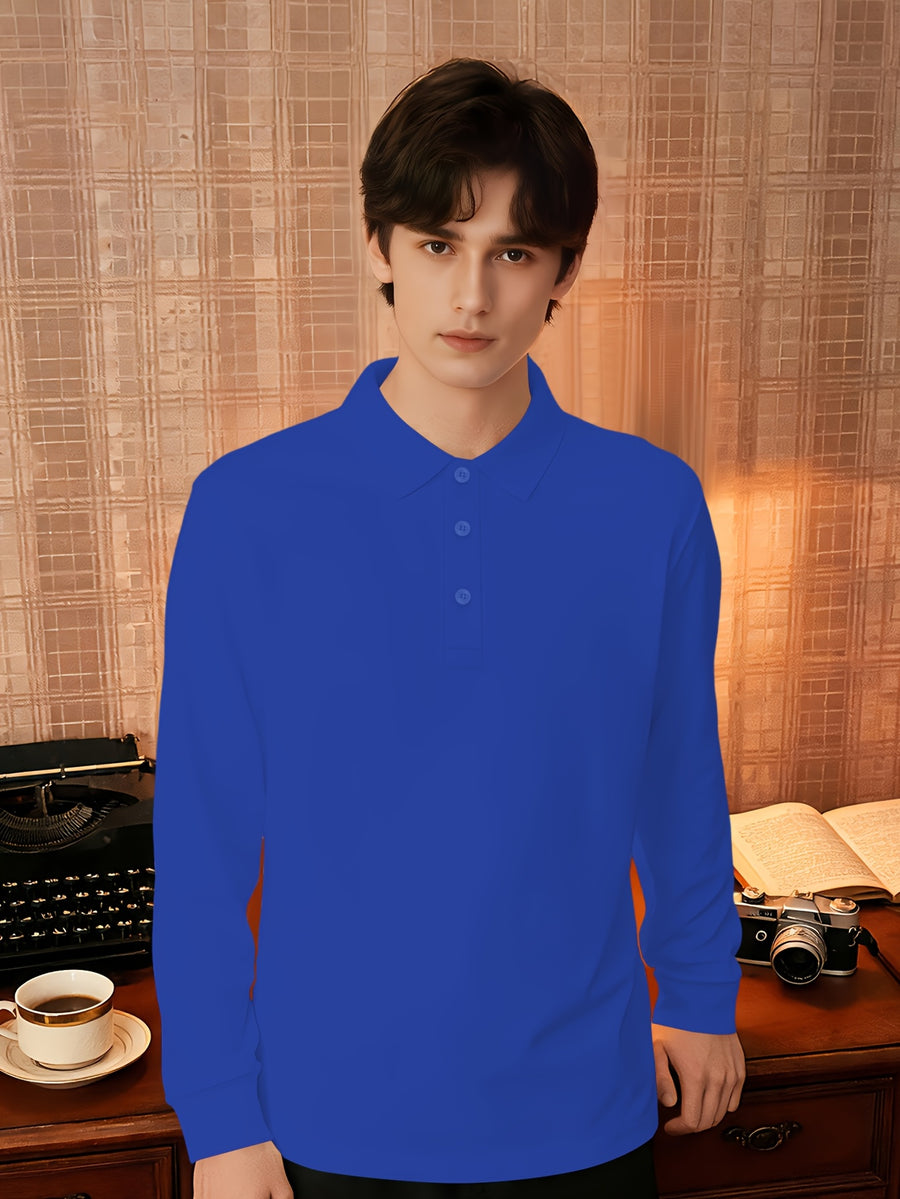 2026 New Fit Easy Premium Skin-Friendly Durable Casual Business Wear Men'S Long Sleeve POLO Shirt - Royal Blue