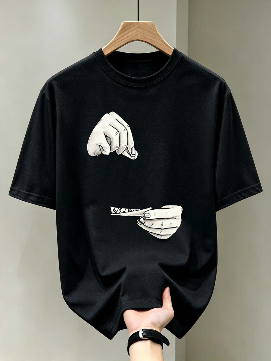 Men'S Short-Sleeve Printed T-Shirt, Item, Music-Themed Graphic on Black Background, Relaxed Fit, Suitable for Back-To-School Season, Casual, Work, Vacation, Everyday Casual - Black