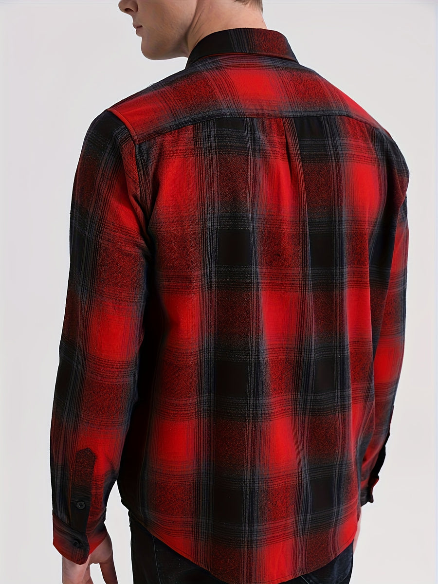 Flannel Plaid Shirt - Reddish Black