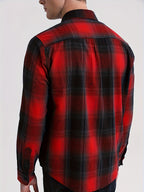 Flannel Plaid Shirt - Reddish Black