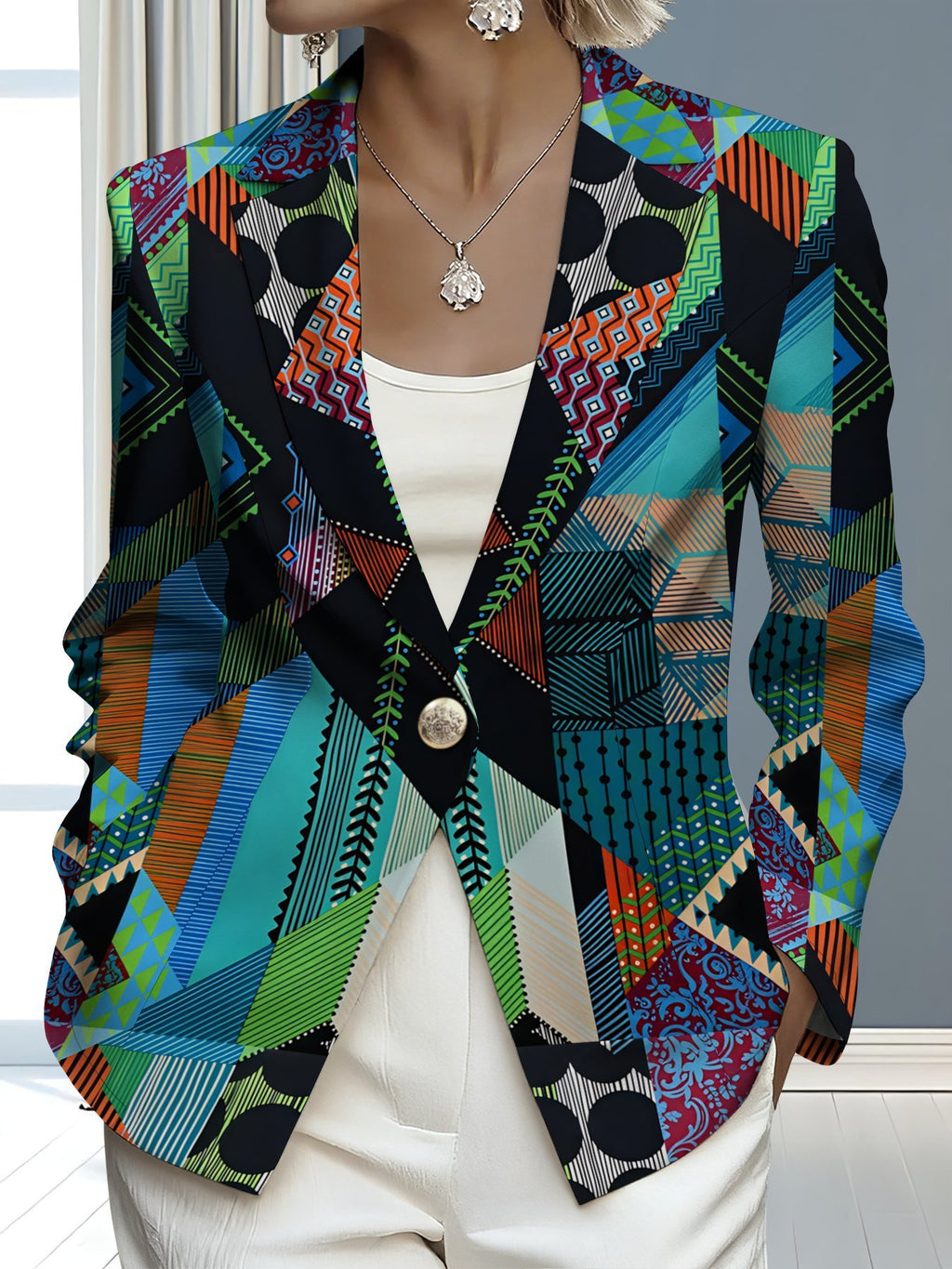This Stylish And Elegant Women'S Blazer Is Designed Specifically for Spring And Autumn. As a Versatile Lapel Jacket, It Is Suitable for a Wide Range of Occasions, Offering a Look That Is Both Creative And Highly Fashionable - Blue On Black