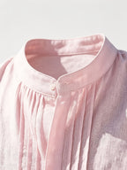 Men'S Fashion Striped Bamboo Rayon Rayon Rayon Joint Long-Sleeved Shirt - Pink Color