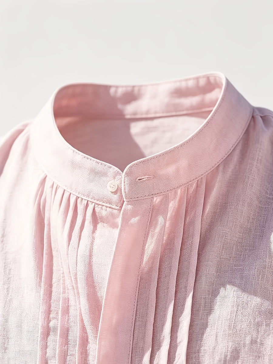 Men'S Fashion Striped Bamboo Rayon Rayon Rayon Joint Long-Sleeved Shirt - Pink Color