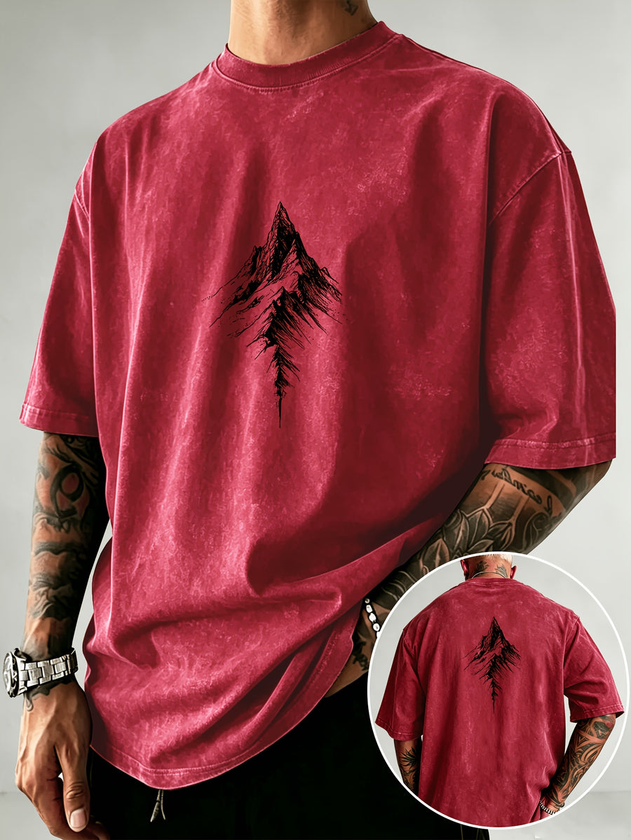 Men'S Heavyweight Distressed T-Shirt Washed Acid Wash Graphic Tee Vintage Aesthetic Streetwear Pure Breathable Comfort High Street Style Minimalist Casual Gym Workout Short Sleeve Essential Undershirt 2026 Summer New - Red