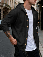 New Fall Winter Men'S Cardigan Hoodie - Button-Front Sporty Casual Sweatshirt, Soft And Comfortable, Versatile Streetwear Gentleman Top Winter Clothes for Men - Black