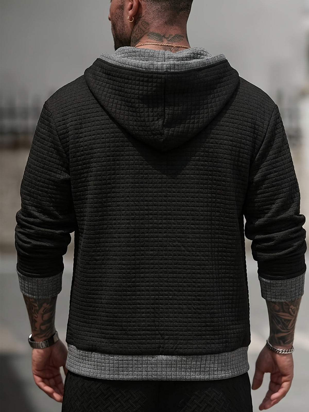 BOWZ Men's Knitted Cardigan, Men's Autumn/Winter Sweater, Hooded Sweatshirt with Pocket Design, Autumn/Winter Warm Top Jacket, Suitable for Outings, Casual Wear, Travel, and Sports - Black