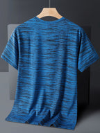 5pcs Men's Sports & Fitness Breathable Quick-Dry T-Shirts, Outdoor Travel Casual Running Printed Short-Sleeve Tees, Easy to Clean and Maintain, Lightweight T-Shirts for Daily Leisure and Gatherings, Classic Crew Neck Shirts - Dark Gray + Dark Gray + Black + Colorful Orchid + Black