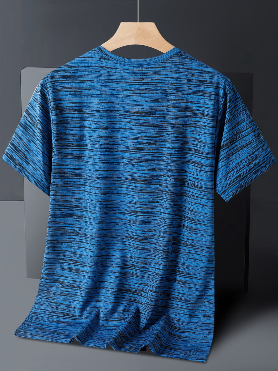 5pcs Men's Sports & Fitness Breathable Quick-Dry T-Shirts, Outdoor Travel Casual Running Printed Short-Sleeve Tees, Easy to Clean and Maintain, Lightweight T-Shirts for Daily Leisure and Gatherings, Classic Crew Neck Shirts - Dark Gray + Dark Gray + Black + Colorful Orchid + Black