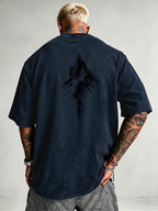 Men'S Heavyweight Distressed T-Shirt Washed Acid Wash Graphic Tee Vintage Aesthetic Streetwear Pure Breathable Comfort High Street Style Minimalist Casual Gym Workout Short Sleeve Essential Undershirt 2026 Summer New - Navy Color