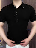 Men'S Designer Short Sleeve Polo Shirt, Light Luxury Solid Color Versatile Short Sleeve T-Shirt, Summer New Men'S Clothing - Ware-8269