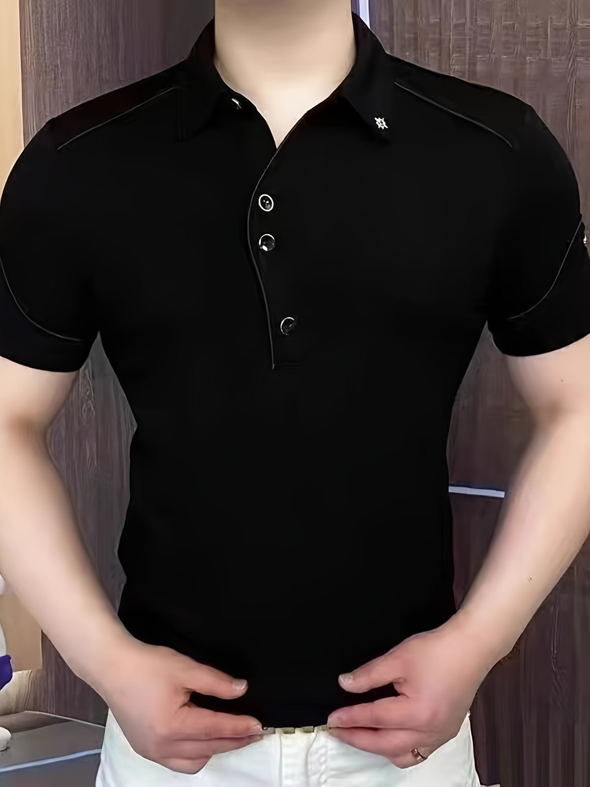 Men'S Designer Short Sleeve Polo Shirt, Light Luxury Solid Color Versatile Short Sleeve T-Shirt, Summer New Men'S Clothing - Ware-8269