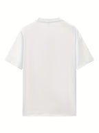 Women's Summer Casual Versatile Heart Print Midi Loose Fit Round Neck Short Sleeve T-Shirt Top - White