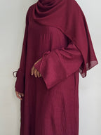 1pc Headless Scarf: Elegant Cuff Drawstring, Comfortable and Casual Solid Color, Suitable for Outdoor Travel and Daily Wear. Loose Women's Abaya Dress. Abayas for Women, Muslim, Women's Long Dresses, Oriental Arabic Robe, Abaya Dress - Deep Red