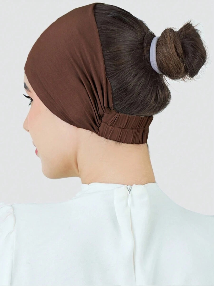 1pc Classic Solid Color Pleated Headband, Can Be Used As a Base Hat, Layered Design Can Be Worn Alone As a Headscarf, Practical Basic Item for Daily Worship And Festive Wear, Meeting Diverse Styling Needs - 【Brown】