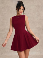 Slim-fit A-line Burgundy Dress, Women's Date Night Evening Gown, Bridesmaid Mini Dress, Elegant Little Dress, Spring/summer, Business Casual Women's, Carnival Party Dress - Burgundy