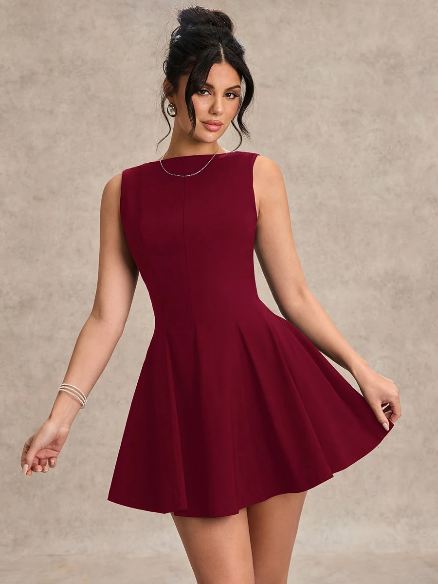 Slim-fit A-line Burgundy Dress, Women's Date Night Evening Gown, Bridesmaid Mini Dress, Elegant Little Dress, Spring/summer, Business Casual Women's, Carnival Party Dress - Burgundy