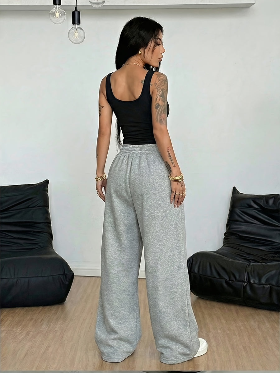 National Trend Oriental Dragon Pattern Sun And Pattern Printing, Women'S Two-Piece Set, Women'S Navel-Baring Top Vest + Elastic Waist Drawstring Casual Sports Wide-Leg Long Pants Women'S Clothing Two-Piece Set - Black+gray