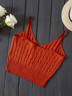 Women'S Stretchy Tank Top - V-Neck Sleeveless Casual Vest with Ribbed Texture, Beige, Versatile for Layering or Standalone Outfits, Allseason Apparel | Vneck Design | Construction, Ladies Tank Tops - Chocolate