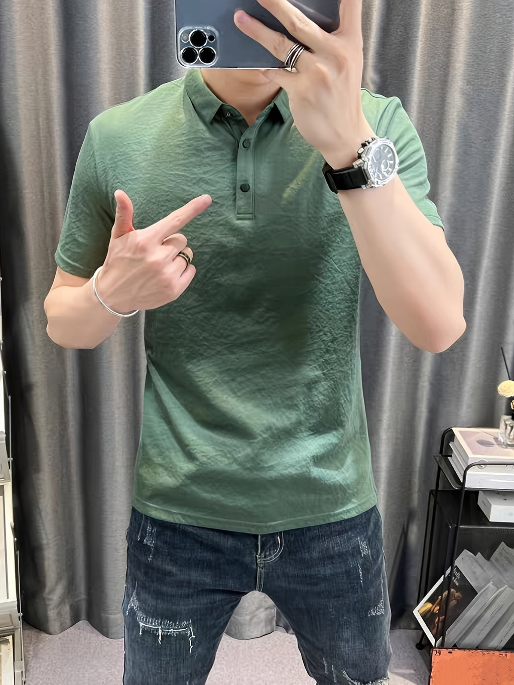 Men'S Breathable Lightweight Nylon Polo Shirt - Durable Summer Casual Business Top - Dark Green
