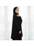 1pc Muslim Women Elegant Lace Trim Double Headscarf Long Sleeve Loose Headscarf Robe - Lightweight Breathable Quick-Drying Festival Prayer Robe, Lace Trim Double Headscarf Suitable for Eid Al-Fitr, Daily Wear And Outdoor, Quick-Drying Headwear - Black