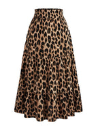 The Leopard Print Midi Skirt Is Perfect for Vacation Outfits, Featuring an Extra-Long Design for Women - Mixed colors