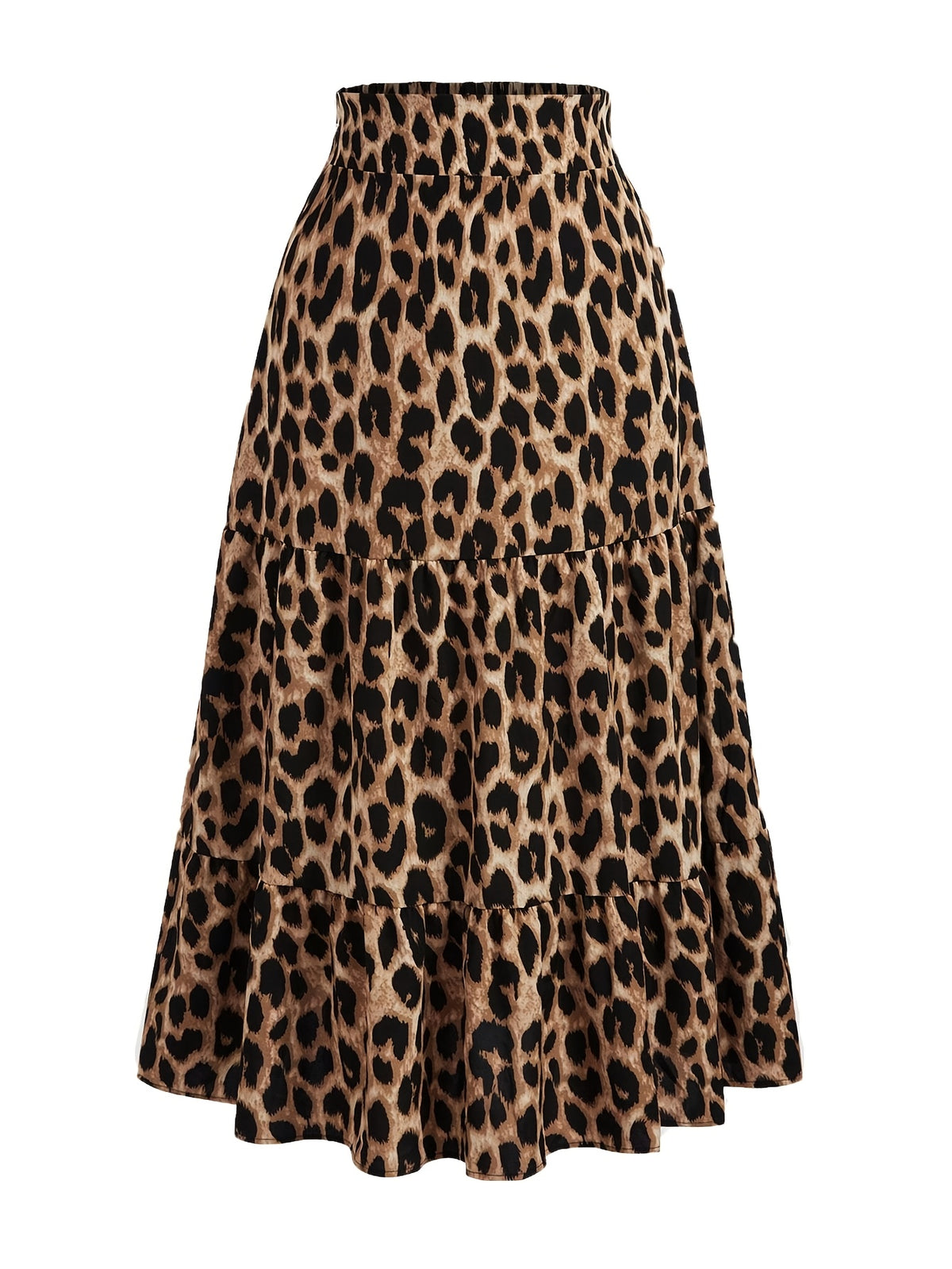 The Leopard Print Midi Skirt Is Perfect for Vacation Outfits, Featuring an Extra-Long Design for Women - Mixed colors