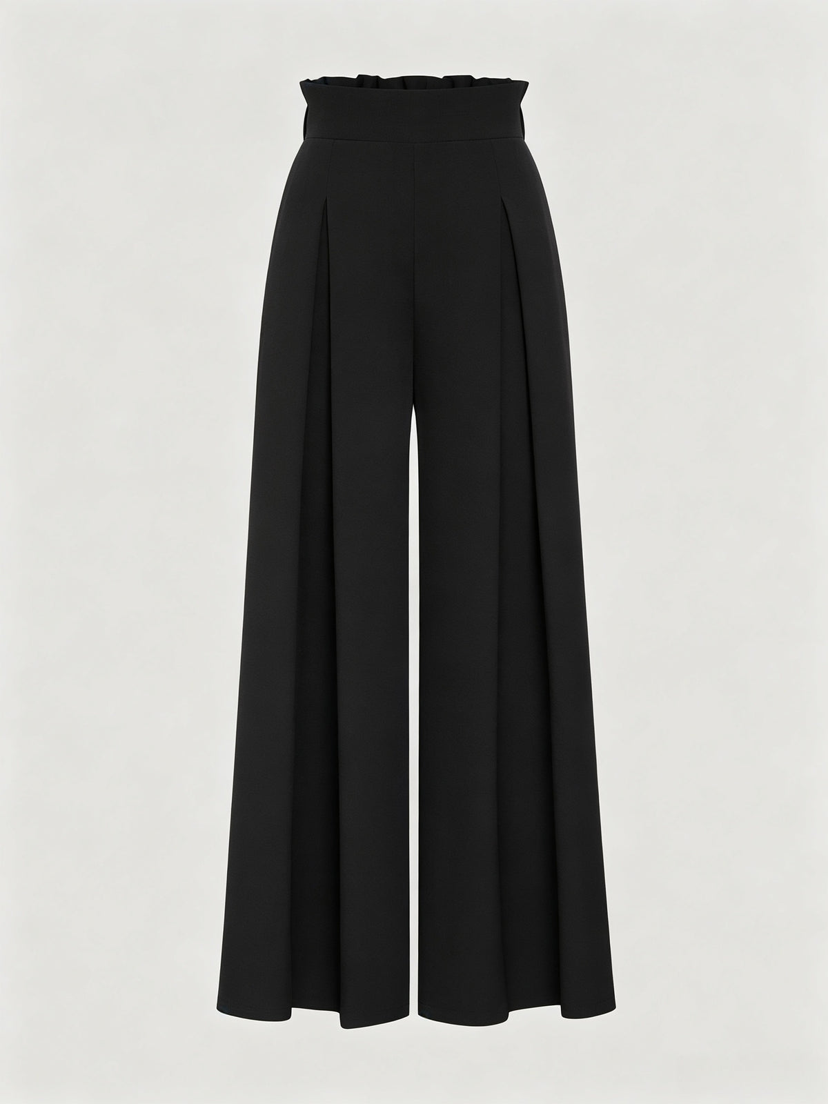 Women'S Dusty Blue Striped Trousers, High-Waist Elegant Summer Commuter Casual Pleated Elastic Waist Wide-Leg Pants, Suitable for Spring And Autumn - Black