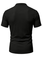 2026 New Men'S Casual Small Lapel Solid Color Short Sleeve, 2pcs Set - Black Wine Red