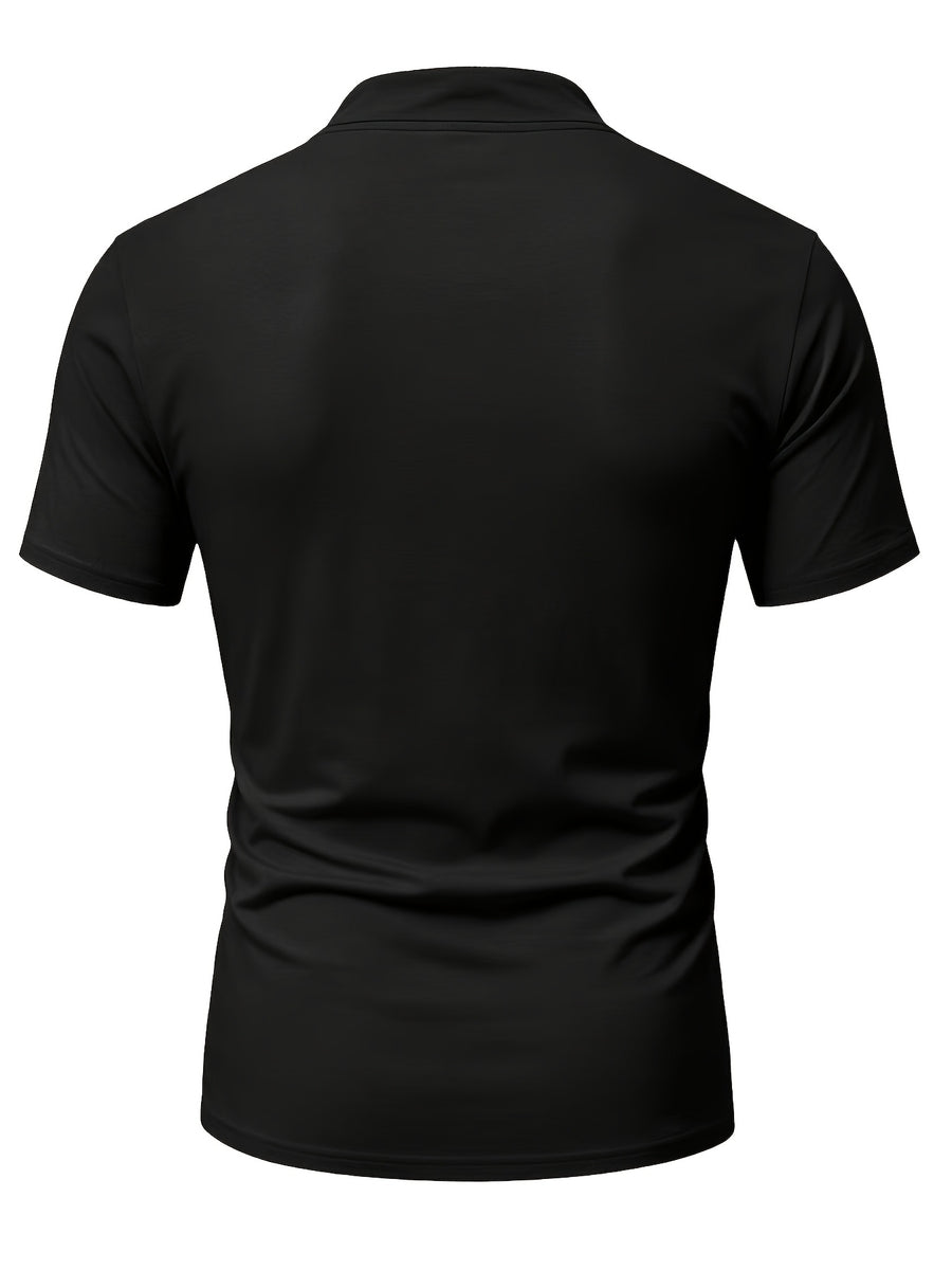2026 New Men'S Casual Small Lapel Solid Color Short Sleeve, 2pcs Set - Black Wine Red