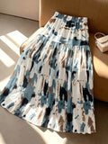 Women's Summer Multi-Color Printed Stretch Waist Patchwork Flared Maxi Dress, Elegant and Graceful, Suitable for Valentine's Day Carnivals, Labor Day Outings, Back-to- Season, Teacher Attire, Formal Occasions, Gift-giving, Date Outfits - Multicolor
