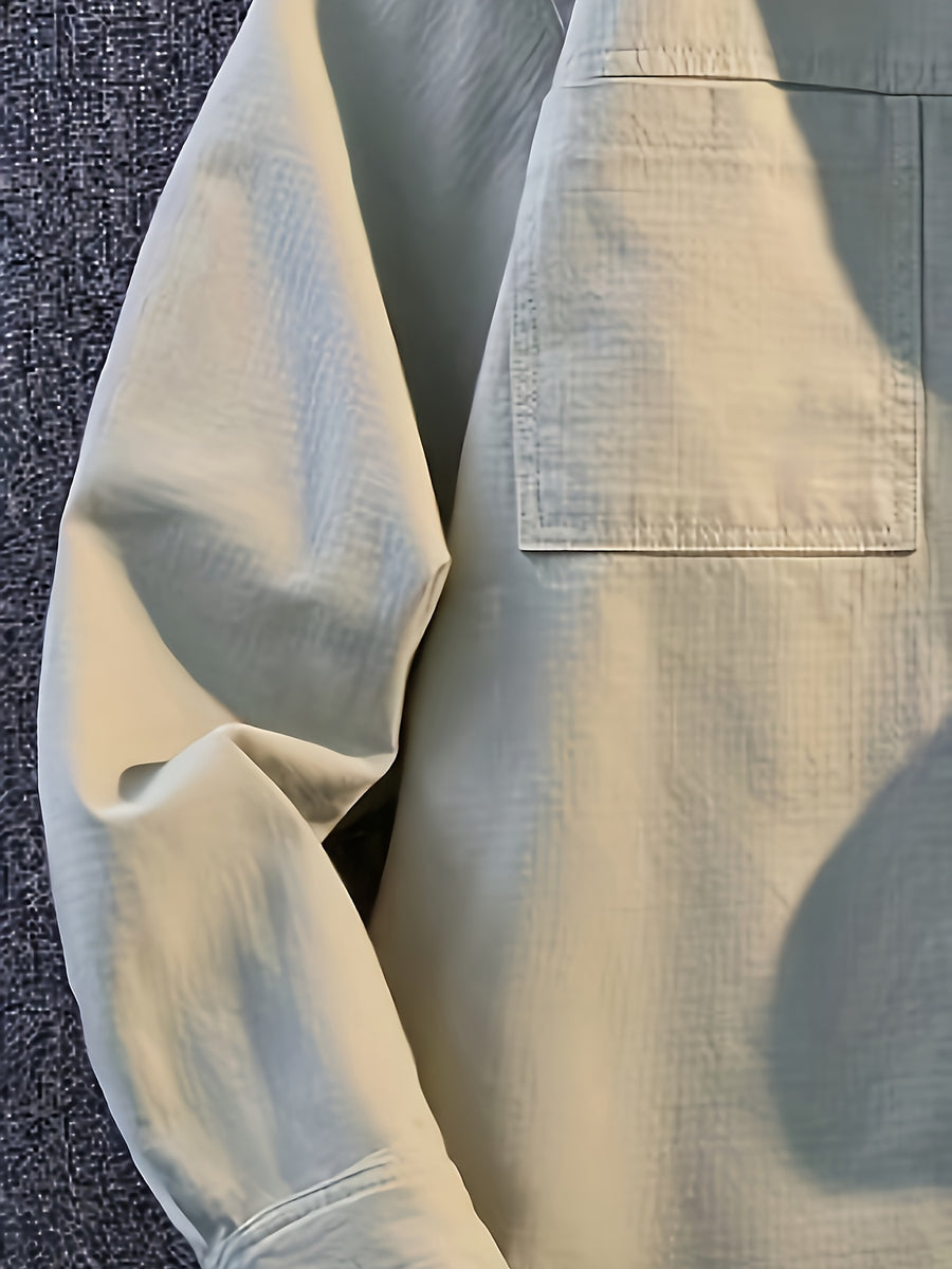 Men's Light Luxury Trendy Brand Shirt-Style Jacket, Spring/Autumn Men's Jacket, Spring/Autumn Workwear Clothing - Light Khaki