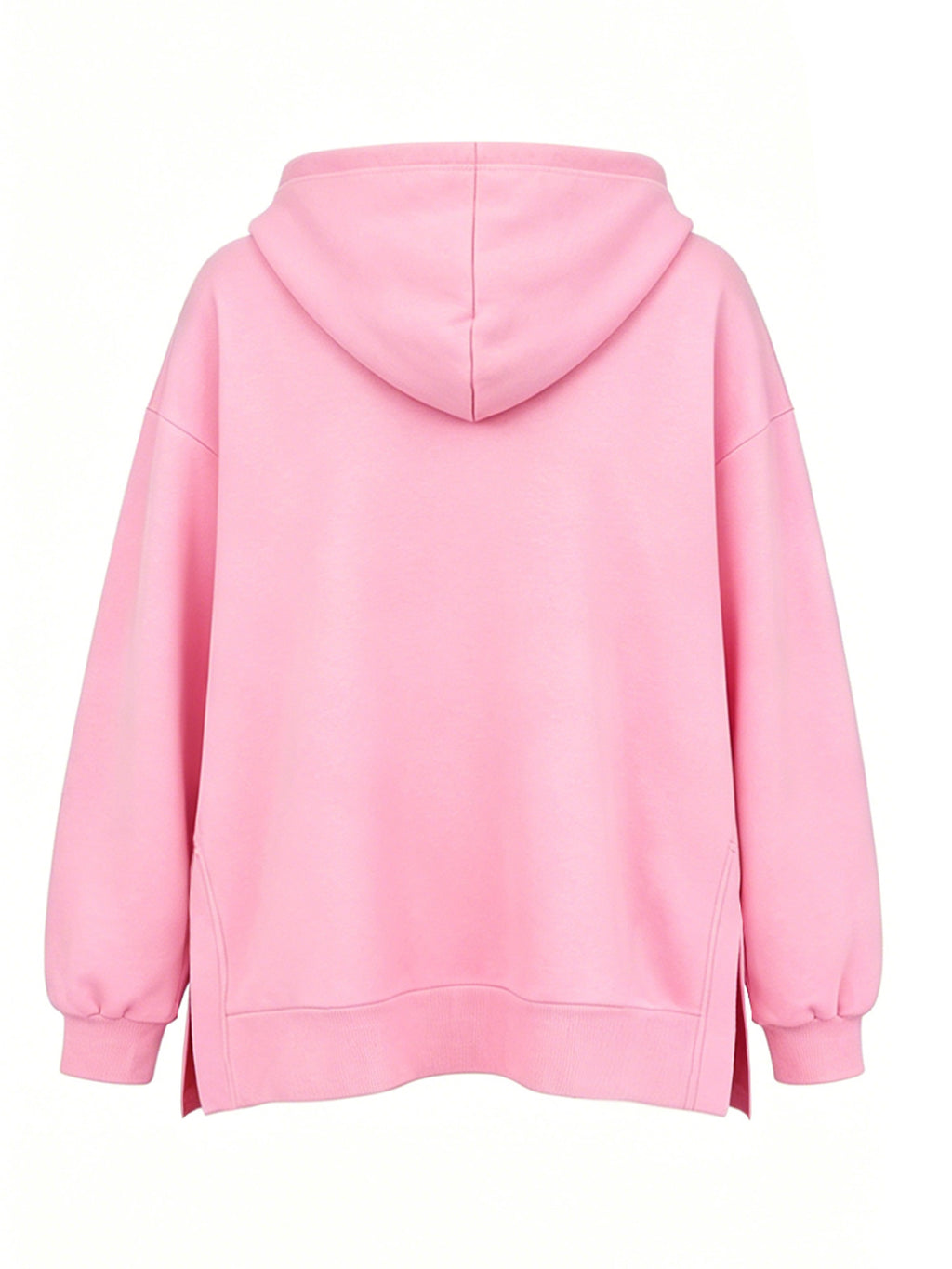Women'S Fashion Hooded Sweatshirt for Autumn And Winter - Pattern Print Design, Side Slit Detail, Pullover Hoodie - Pink