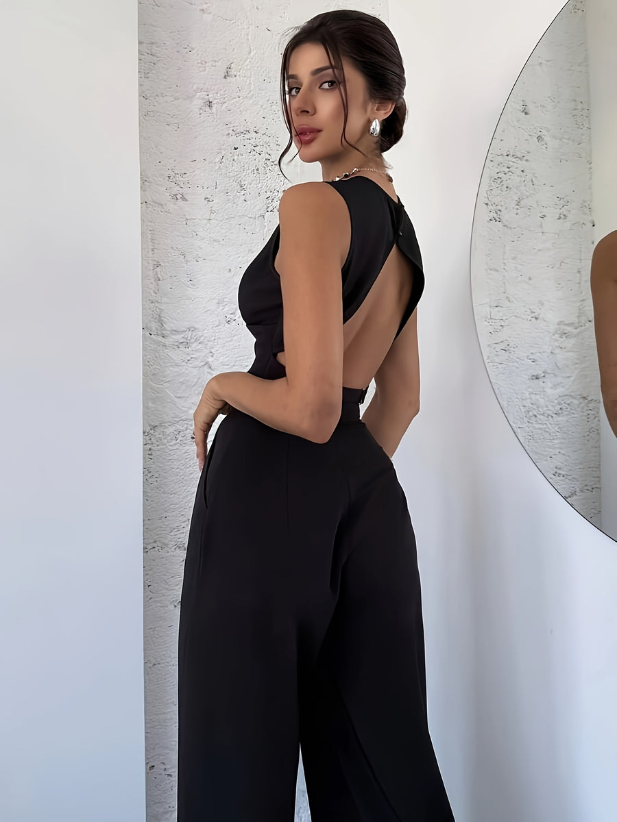 Women'S Elegant Sexy Romantic Backless Sleeveless Top (Women'S Clothing - Top) - Black