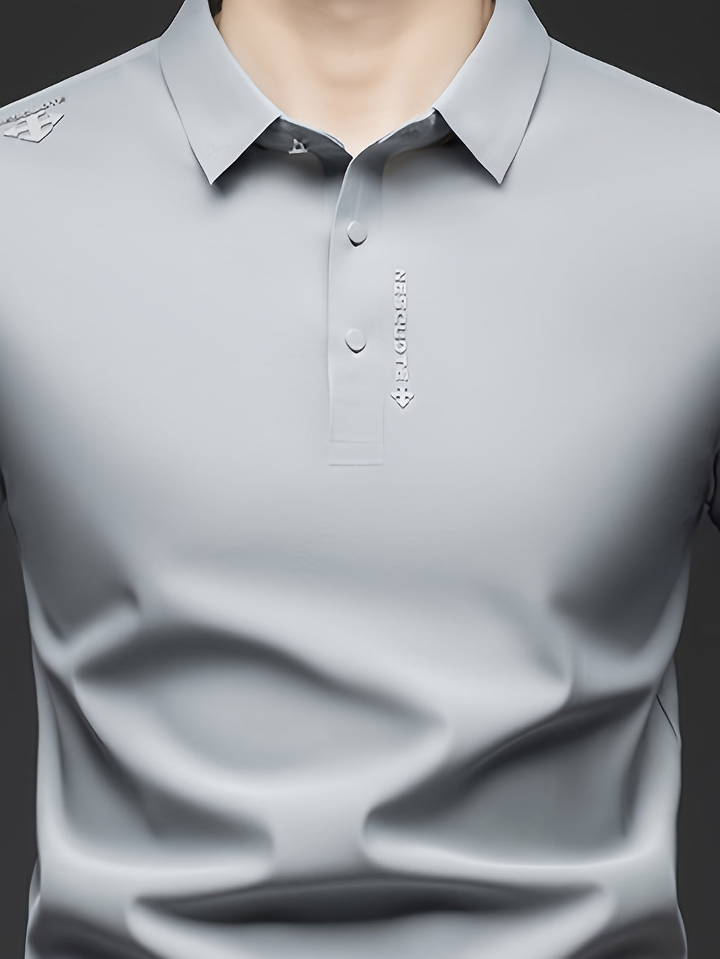 Men'S Summer Short Sleeve Polo Shirt, 3D Structured Collar, Durable And Non-Collapsing, Neckline And Shoulder Line Shaping, Moisture Wicking And Breathable, Non-Sweaty for Long Sitting - SINBOS - Light Grey