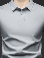 Men'S Summer Short Sleeve Polo Shirt, 3D Structured Collar, Durable And Non-Collapsing, Neckline And Shoulder Line Shaping, Moisture Wicking And Breathable, Non-Sweaty for Long Sitting - SINBOS - Light Grey