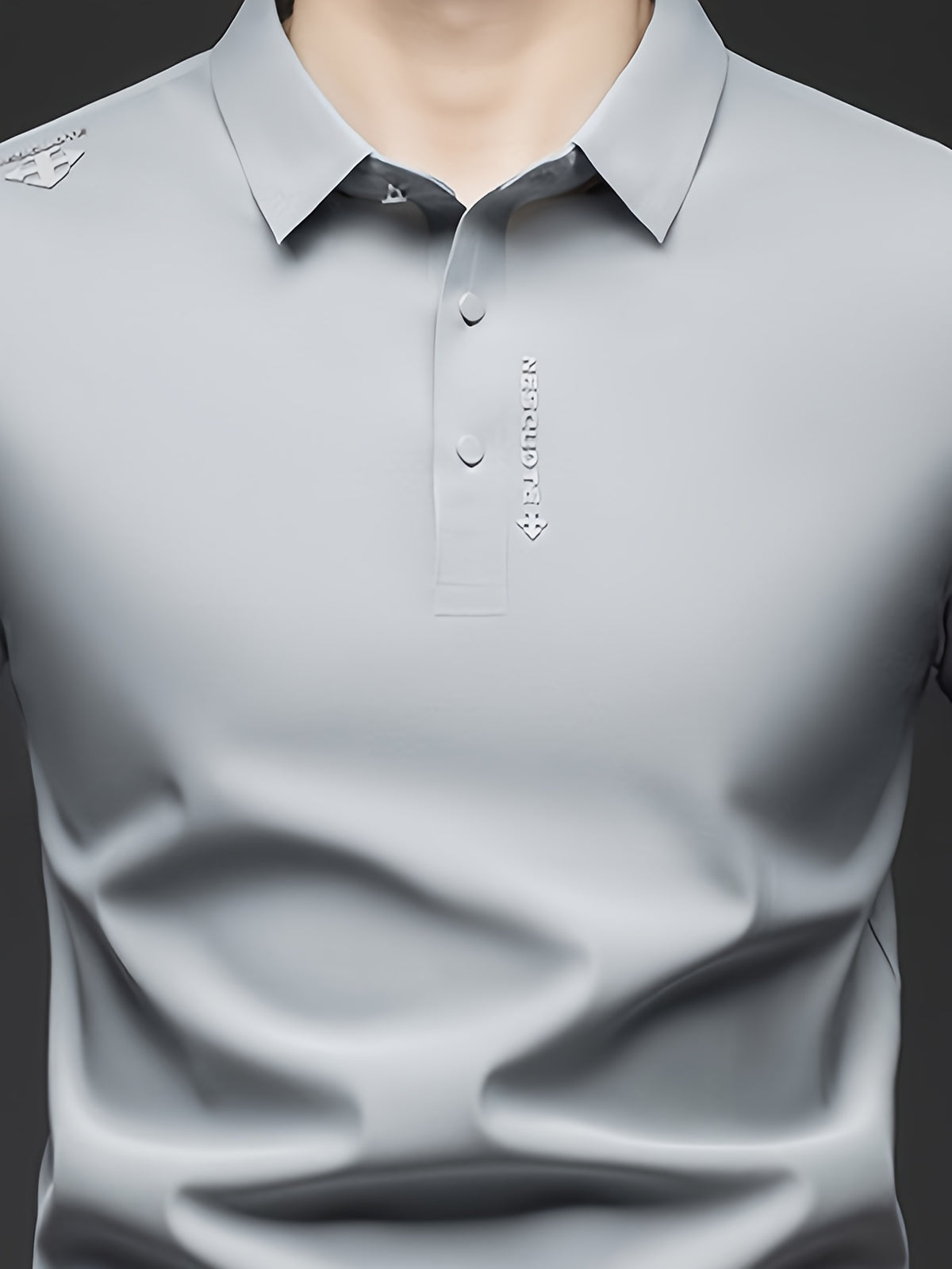 Men'S Summer Short Sleeve Polo Shirt, 3D Structured Collar, Durable And Non-Collapsing, Neckline And Shoulder Line Shaping, Moisture Wicking And Breathable, Non-Sweaty for Long Sitting - SINBOS - Light Grey