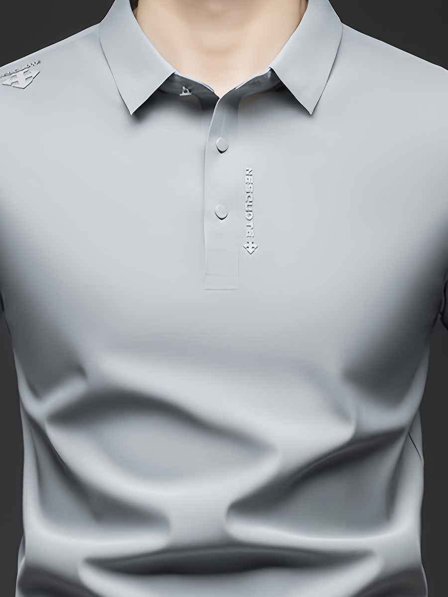 Men'S Summer Short Sleeve Polo Shirt, 3D Structured Collar, Durable And Non-Collapsing, Neckline And Shoulder Line Shaping, Moisture Wicking And Breathable, Non-Sweaty for Long Sitting - SINBOS - Light Grey