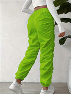 European and American Trendy Pleated Cuffed Pants - Unique Style, Express Yourself - Yellow-green
