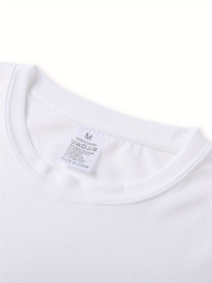 New Summer Men'S Pure White Round Neck Short Sleeve T-Shirt with Left Chest Easy Palm Tree Small Print Vacation Style Casual Loose Breathable Daily Commute All-Match Short Sleeve T-Shirt Top - White