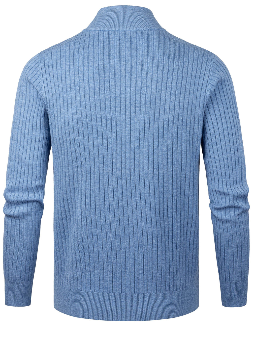 2026 Spring/Fall New Men'S Knitted Rib-Striped Zip-Up Cardigan | Stand Collar, Medium Stretch Fabric, Long Sleeve, Casual And Versatile Fit Minimalist Layering - Sea Polish
